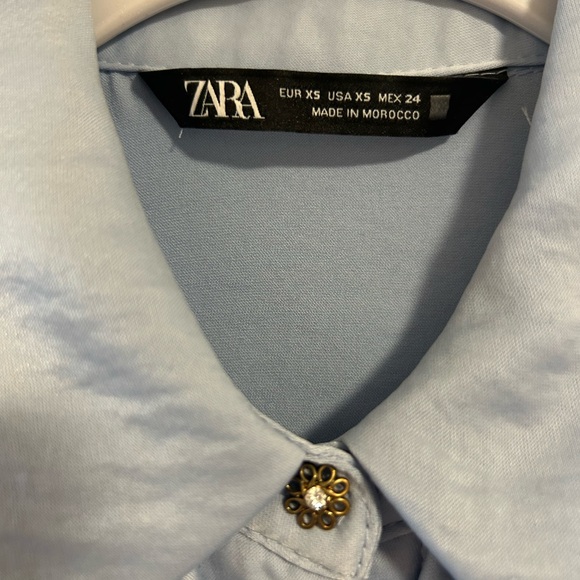 Zara Light Blue Ruffle Blouse - Picture 2 of 3